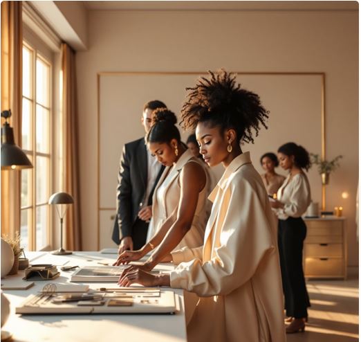 African Fashion Studies students working in studio